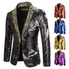 Mens Suits Blazers Blazer Shiny Sequin Shawl Collar suit Wedding Groom Singer Prom Glitter Suit Jacket DJ Club Stage 230207