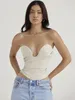 Damestanks Camis Karlofe Fall Pu Faux Leather Crop Tops Chic Wired Busiter Y2K Streetwear Outfits Fashion Woman Blouses Tube Top 230105