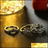 Anelli a grappolo Moda Fiore cavo Elefante Anello a forma di cuore Set per le donne Stile Boemia Grande lega vintage Knuckle 10 pezzi Gioielli D Dhlgp