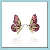 Stud Rhinestone Mariposa Pendientes Rainbow Crystal Insect Regalo de cumpleaños Out Fl Jewelry Drop Delivery Dhrgx