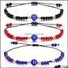 Link Chain Fashion Turkey Evil Blue Eye Bracelet Women Handmade Woven Rope Crystal Beads Friendship Bracelets Girl Birthday Party J Dhqo6