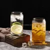 2 Days Delivery US STOCK 16oz Glass Mugs Funny Beer Can Glasses Iced Coffee Cups with Bamboo Lid Straw Sets for Juice Soda Drinks Dishwasher Safety