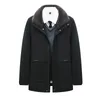 Men's Down Men Wool Collar Winter Warm Long Jacket Middle-aged Parkas Plus Thickened Mens Coat