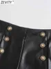 Women's Shorts ZEVITY Women Fashion Double Buttons Decoration PU Leather Office Lady Side Zipper Hot Chic Pantalone Cortos P2383 Y2302