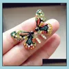 Stud Rhinestone Mariposa Pendientes Rainbow Crystal Insect Regalo de cumpleaños Out Fl Jewelry Drop Delivery Dhrgx