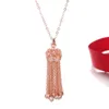 Pendant Necklaces LXOEN Hot Fashion Tassel Long Necklace with Cubic Zirconia Crown Necklaces For Women 2017 Statement Crystal Jewelry collares G230206