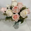 Decorative Flowers Artificial Snowflake Emerald Bud Rose Bouquet Wedding Bridal Holding Flower Home Living Room Garden Desktop Plant