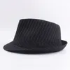 Cappelli Fedora in tessuto a righe bianche e nere inglesi primaverili Autunno Cappello a cilindro per feste Cappello da sole per esterni unisex casual per spettacoli teatrali