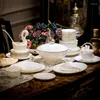 Piatti Stile Europeo Servizio Tavola Completo Ciotola Bone China Luxury Wedding Pratos De Jantar Dinner Service