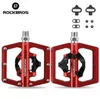 Bike Pedals ROCKBROS SPD Cleat Bicycle Pedal 2 In 1 Locked Bike Pedals Cycling Flat Pedals Aluminum Anti-slip Sealed Bearing Road Bike Parts 0208