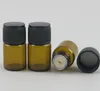 Bouteille d'huile essentielle en verre ambré classique, bouchon réducteur d'orifice, flacons en verre Brwon, petite bouteille en verre pour liquide Mini 100X2ML