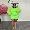 Casual jurken fluorescerende groene Afrikaanse vrouwen tuLle gezwollen lange mouwen verjaardagjurk Poshoot feestjurk voor kerst