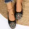 Dress Shoes Women Flats Shallow Slip-on Loafers 2022 Summer Ladies Vintage Floral Embroidered Bow Boat Shoes Size 35-43 Zapatillas Mujer T230208