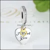 Inne pandaso I Love You Pendant Charm Gold Plate pasuje Bransoletka łańcucha Pandora Sterling Sier Biżuter