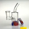 Neue 4 Zoll 14mm weibliche Glasbong mit 10 ml Silikonbodenbehälter Reclaimer Thick Heady Recycler Glas Wasserbongs Becher Wasserpfeifen