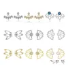 Stud Turquoise Crystal Pearl Lotus Teardrop Earring For Women Elegant Sier Gold Plating Earrings Trendy Party Wedding Jewelry Drop de Dhoy7