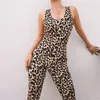 Women's Jumpsuits Rompers Ladies Sexy Printed Leopard Jumpsuits High Quality Elastic Skinny Fitness Jumpsuit Back Bandage Hollow Out Rompers For Female 230208