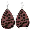 Dangle Chandelier Faux Leather Teardrop Earrings Colorf Layered Flower Pattern Water Drop Creative Gifts 238 R2 Delivery Jewelry Dher6