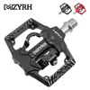 Pedais de bicicleta Mzyrh Bicycle Pedal 2 em 1 com grampo livre para SPD System MTB Road Aluminium Anti-Slip Rololing Bike Pedal 0208