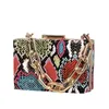 Totes Sac 2023 Nouveau Serpent Pu Cuir Épaule Femmes Net Rouge Acrylique Chaîne Boîte Petit Sac Carré Messenger strass sacs sacs à main 230208