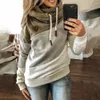 Kvinnors hoodies tröjor huvtröjor överdimensionerade kvinnor Cowl Neck Color Block randig dragskot Hoodie Pullover Sweatshirt Topps Women's Clothing Street Wear 230208