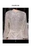 Casual Dresses Apricot Sequins Beading Party Dress V-ringen Lång lykta ärm Slim Sexig Vocation Elegant Vestido Mujer 2023