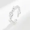 Bröllopsringar 2023 Trendy Open Copper Twist Love Heart White Zircon Ring For Women CZ Stone Poymer Lover's Gift Anillos Mujer