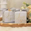 Cadeau cadeau Creative Candy Box Faveurs de mariage et cadeaux Saint Valentin Champagne Gold Party Fournitures Goodie Sacs Bow