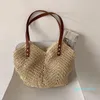 Sacs de soirée été vacances Style tissé sac fourre-tout femme 2023 couleur unie paille plage grande capacité épaule 5626