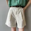 Dames shorts Katoen zomer losse hoge taille solide casual geven weg weg all-match brede been broek witte mode y2302