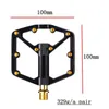 Pédales de vélo RPANTAHI Mountian Bicycle Gold Pedals 3 Roulements Plate-forme en alliage d'aluminium Poignée réglable BMX VTT Pédales Accessoires de vélo 0208