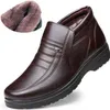 Klänningsskor Vintertäta herrarnas casual läderskor flanell hög topp slipon manliga casual skor gummi varma vinterskor för mens 230208