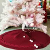 Christmas Decorations Quality Tree Skirt 48 Inches Luxury Cable Knit Knitted Thick Rustic Xmas Holiday Decoration Burgundy