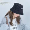 Berets Winter Girl Boy Bucket Hat Cute Lamb Wool Letter Kids Fisherman Solid Flat Top Hats Children Outdoor Thick Warm Sun Cap