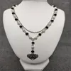 Chains Layered Black & White Rosary Handmade Y2K Butterfly Fairycore Beaded Pearl Glass Bead Chain Necklace Cottage Core