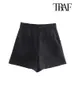 Women's Shorts TRAF Women Fashion Side Pockets Front Darted Bermuda Vintage High Waist Zipper Fly Female Short Pants Mujer Y2302