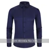 Mens Casual Shirts Antiwrinkle Noironing Elasticity Slim Fit Men klär långärmad skjorta Vitt svartblå röd manlig social formell 230208