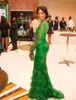 Вечеринки кружевные выпускной для женщины с длинным рукавом зеленый тюл o шея русалка длина пола хвостое элегантное свадебное платье 230208