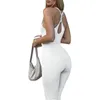 Women's Jumpsuits Rompers Women Sexy Bodycon Long Sleeve Square Neck OnePiece Romper Ribbed Knit Yoga Jumpsuit Workout Unitard Playsuit Backless Jumpsuits 230208