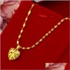 Подвесные ожерелья мода настоящие золотые колье 18 тыс. Женщины свадебные ювелирные украшения любовь сердце цепь Кокер подарки на день рождения девочка 82 dhjwb