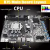 Moederborden AU42 -B75 BTC Mijnbord met CPU 4PIN TO SATA CABLE LGA1155 12 PCIE USB DDR3 B75 ETH