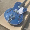 LvyBest Guitar Gretch Blue Falcon Electric Guitar Gold glittrande kropp Bindande ihålig kropp dubbel f ​​hål stora tremolo bridge guld