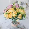 Decorative Flowers Artificial Vases For Home Decor Silk Roses Peony Mariage Bridal Bouquet Fake Plants Christmas Wedding Wreath