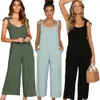 Monos de mujer Mamelucos de mujer Mamelucos de verano Ropa casual para mujer Mono de algodón de lino suelto Mono sin mangas con espalda descubierta Pantalones Monos 230208