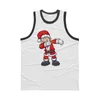 Men's Tank Tops Mens Mesh Muscule Santa Print Singlets Clothing Christmas Bodybuilding Fitness Top Quick-drying Fashion Sleeveless Vest