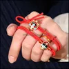 H￥rgummiband kinesiska stil kvinnor flickor s￶t h￤stsvansh￥llare rep lycklig r￶d charm armband tillbeh￶r elastisk drop leverans jude dhi0r