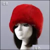 Bonnet / Casquettes De Tête De Mort Vert Foncé Toit Plat Moelleux Neige Année Hiver En Peluche Épaisse Chapeau De Fourrure Faux Bonnet De Fourrure Tête Chaude Chapeaux D'extérieur Femmes Gir Dhlk6