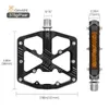 자전거 페달 Mzyrh 자전거 페달 반사 3 베어링 비 슬립 MTB 페달 알루미늄 합금 플랫 적용 가능한 방수 자전거 액세서리 0208