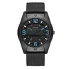 Wristwatches Fashion Sport Men's Top Brand Quartz Watch Blue Digital Scale Design Casual Black Nylon Fabric Strap Luxury Men Clock