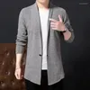 Men's Sweaters Man X-Long Cardigan Exquisite Buttons Jackets Solid Color Thick Wool Sweater Coats